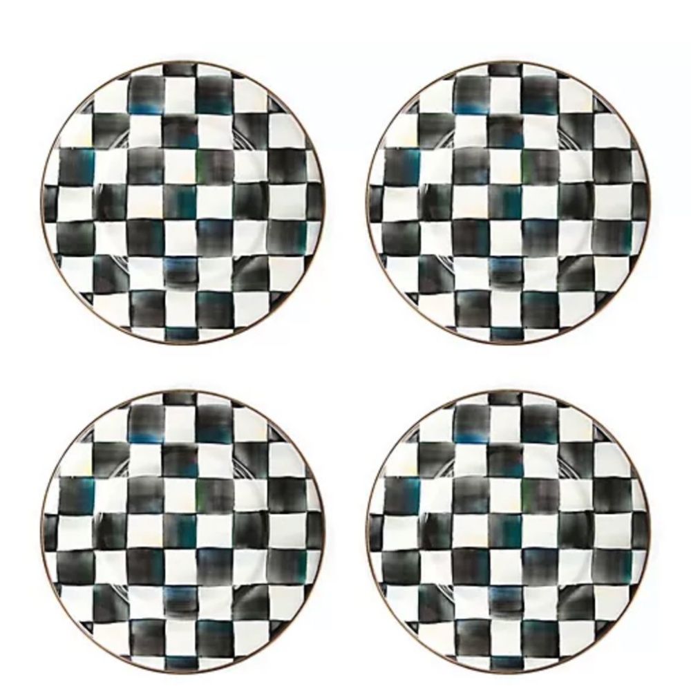 Set of 4 Mackenzie-Childs Courtly Check Salad Plates NIB